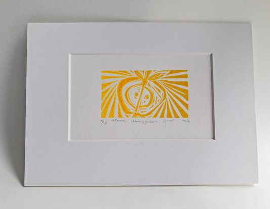 Apple (Golden Yellow) — Original Linocut Print, 1/5 Artist: Olena Maksymova, Year: 2018