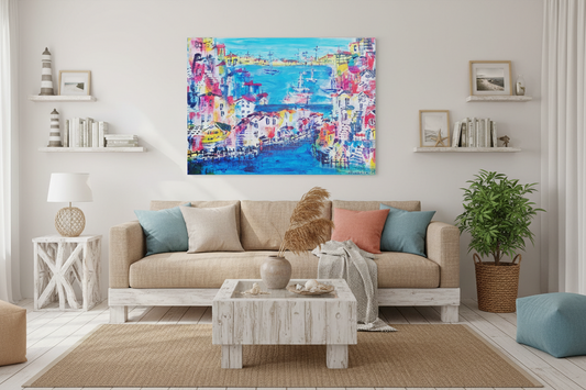 "Two Blues" - Marita Vaskova, Acrylic on Canvas, 42 × 59 cm
