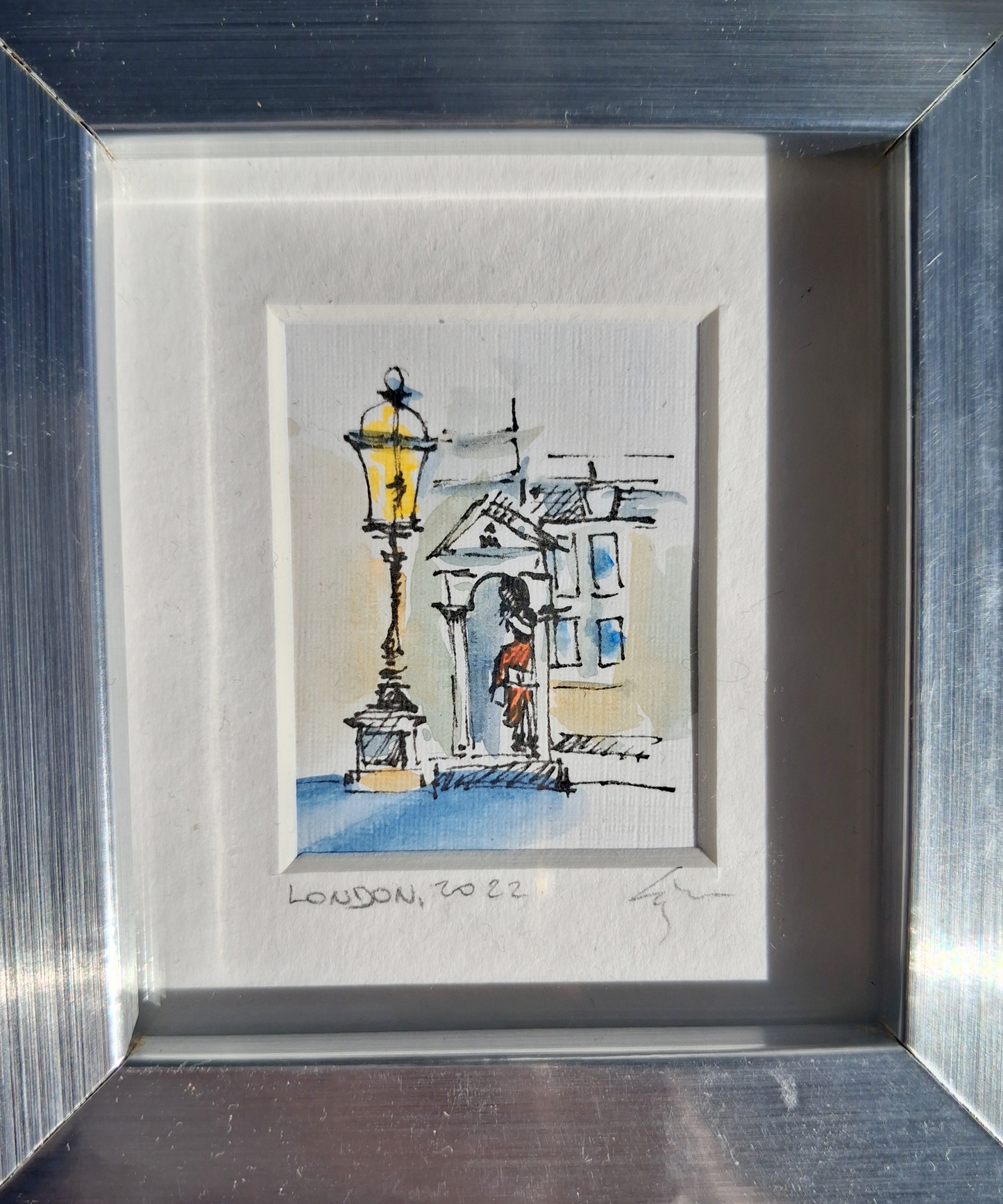 Cold Evening in London - Original Hand-Painted Enhanced Print | London Art | Framed Mini Artwork