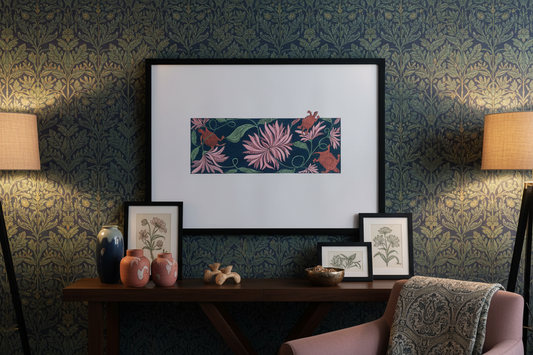 "Turtles & Passion Flowers", Original Hand Painted Artwork