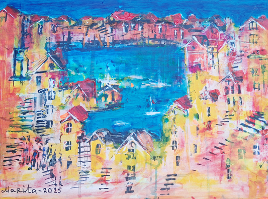 "Mediterranean Harbour" - Marita Vaskova, Acrylic on Canvas, 42 × 59 cm