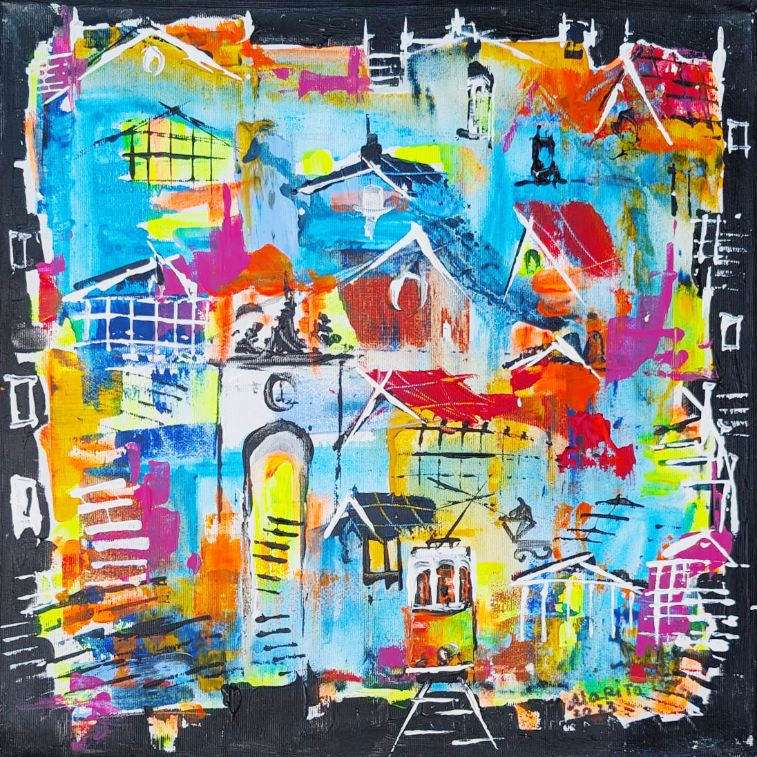 "Blue night", Marita Vaskova, Acrylic on Canvas, 39 x 39 cm
