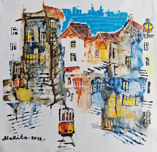 "The City Breathes", Marita Vaskova, Acrylic on Canvas, 30 x 30 cm