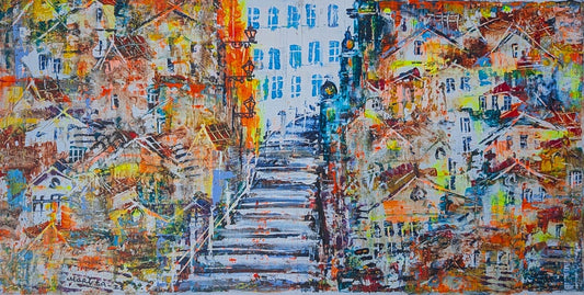 "Old City", Marita Vaskova, Acrylic on Canvas, 40 x 80 cm