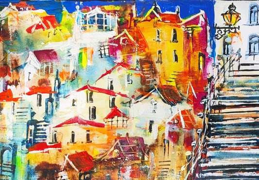 "A staircase", Marita Vaskova, Acrylic on Canvas, 90 x 30 cm