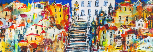 "A staircase", Marita Vaskova, Acrylic on Canvas, 90 x 30 cm