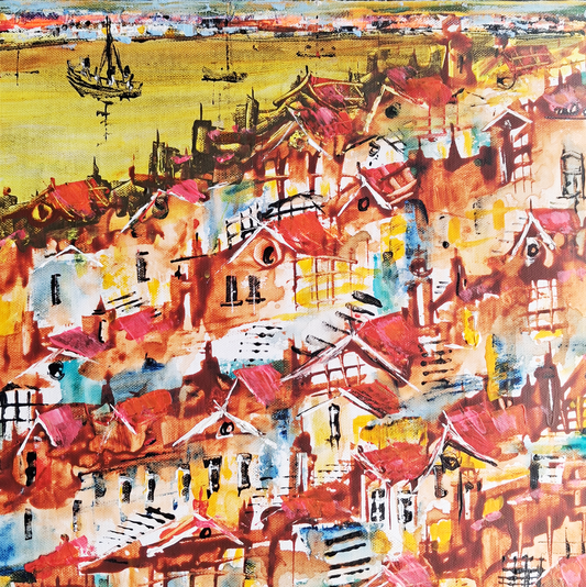 "Amber Afternoon", Marita Vaskova, Acrylic on Canvas, 39 x 39 cm