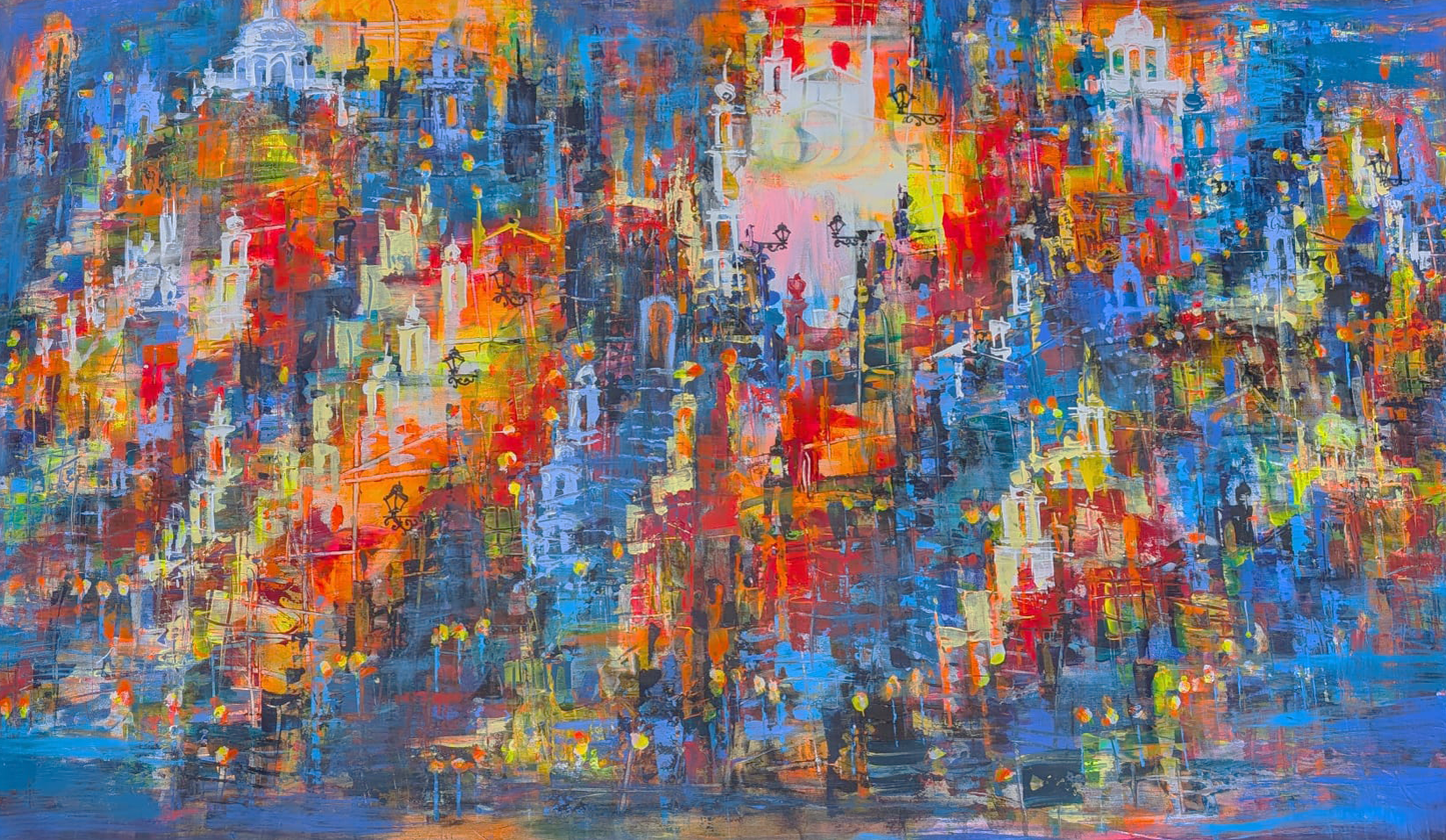 "City of Seven Hills", Marita Vaskova, Acrylic on Canvas, 80 x 120 cm
