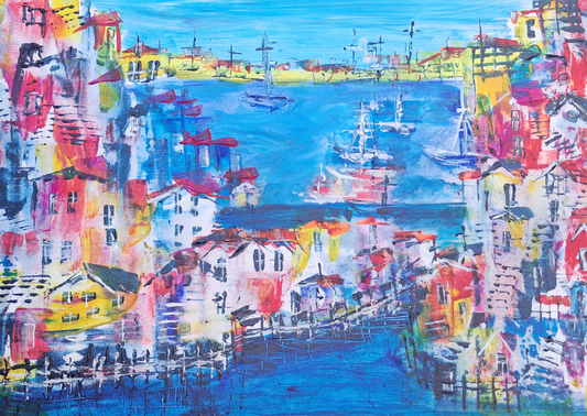 "Two Blues" - Marita Vaskova, Acrylic on Canvas, 42 × 59 cm