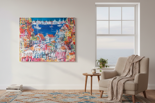 "Harbour Town Promenade" - Marita Vaskova, Acrylic on Canvas,  46 × 56 cm