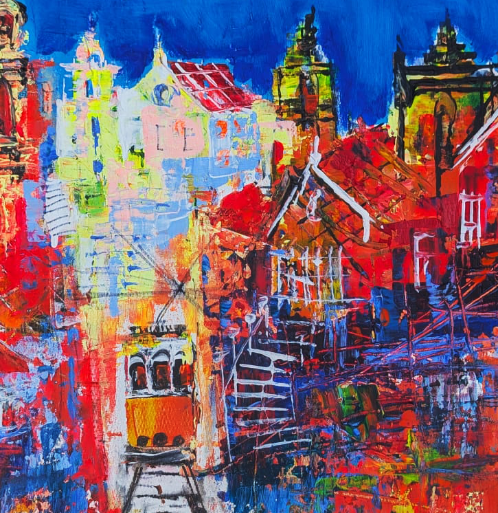 "Morning", Marita Vaskova, Original Painting, Acrylic, 39 x 79 cm