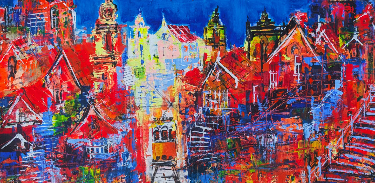 "Morning", Marita Vaskova, Original Painting, Acrylic, 39 x 79 cm