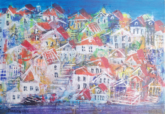 "Hillside in Full Light" - Marita Vaskova, Acrylic on Canvas, 42 × 59 cm