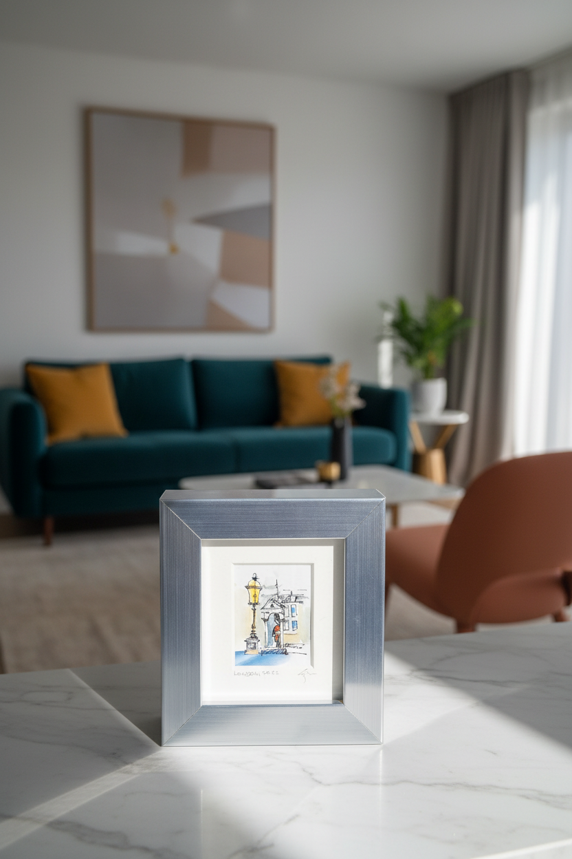 Cold Evening in London - Original Hand-Painted Enhanced Print | London Art | Framed Mini Artwork