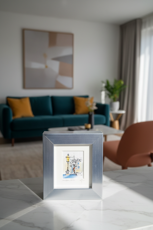 Cold Evening in London - Original Hand-Painted Enhanced Print | London Art | Framed Mini Artwork