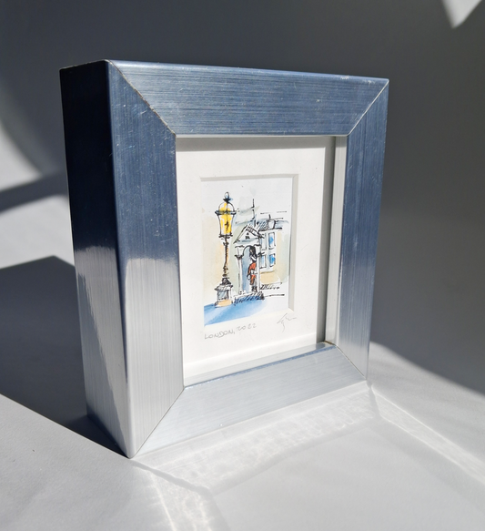 Cold Evening in London - Original Hand-Painted Enhanced Print | London Art | Framed Mini Artwork